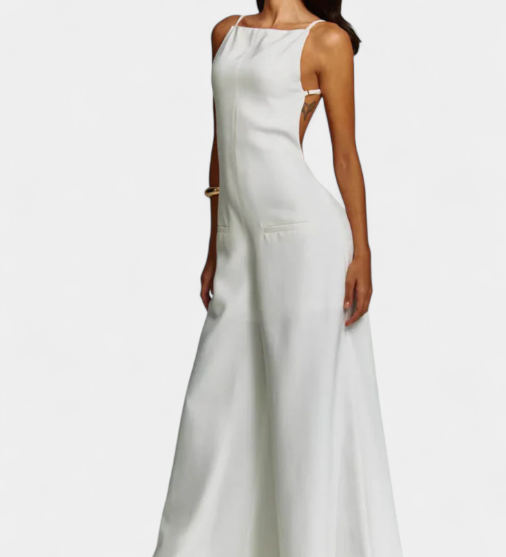 Belén Wide-Leg Halter Jumpsuit with Radiant Fall