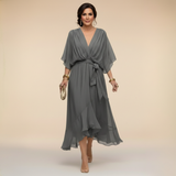 HOLLY | V-Neck Chiffon Midi Dress