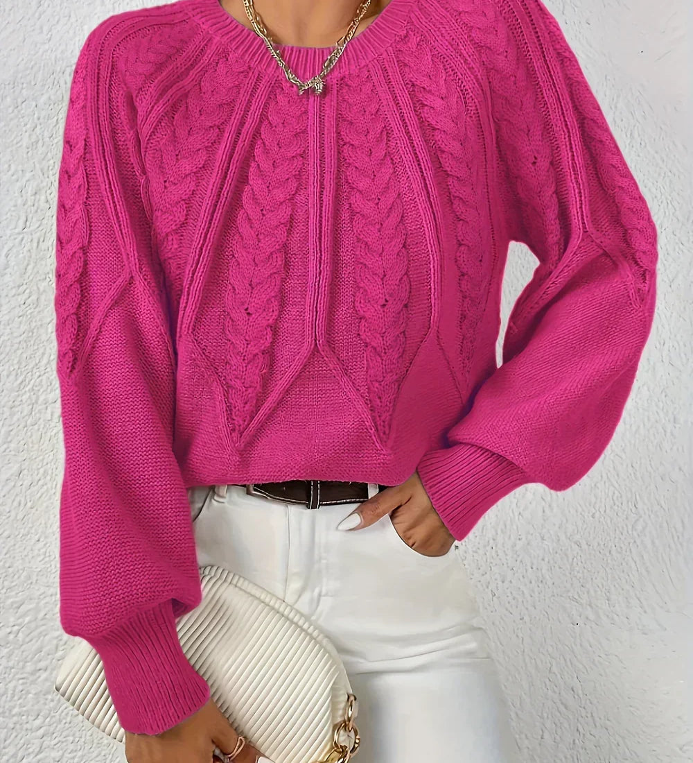 Jillian | Women's Cable Knit Raglan Sleeve Sweater