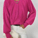 Jillian | Women's Cable Knit Raglan Sleeve Sweater