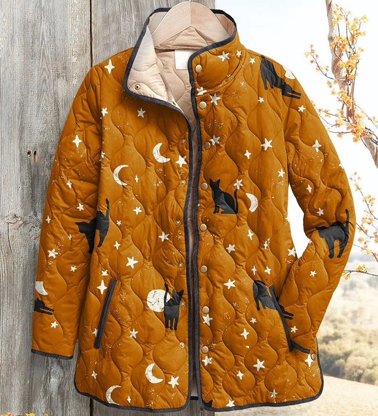 Hattie | Black Cat Charm Quilted Jacket