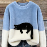 Ines | Cat Motif Wool-Mix Knit Sweater