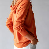 Orange Hooded Cardigan with Buttons
