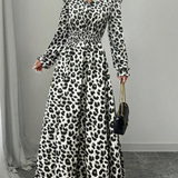 TABITHA | Black & White Tie-Neck Maxi Dress