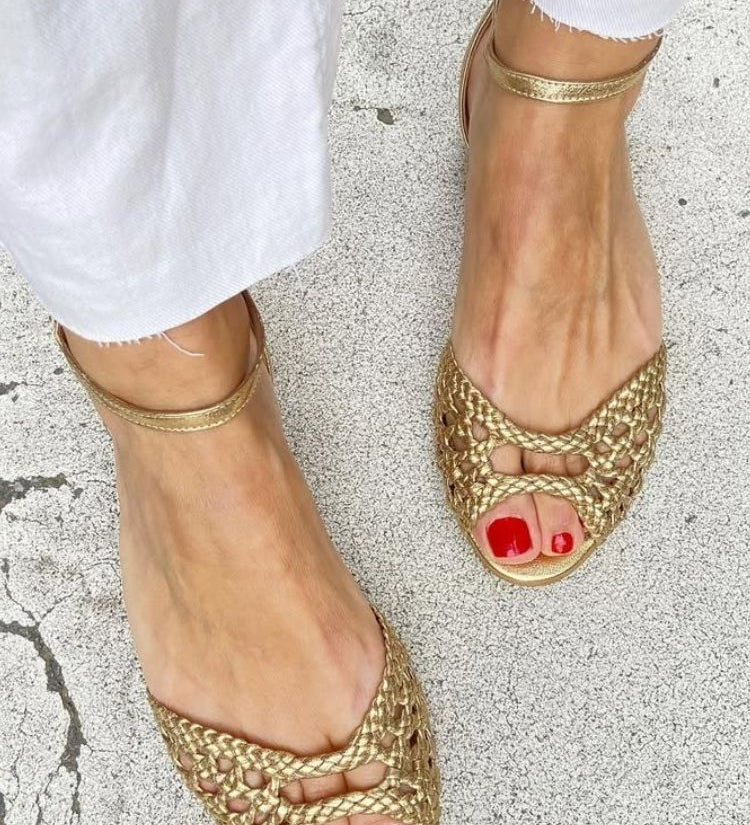 Isaure - Golden Braided Sandals