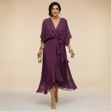 HOLLY | V-Neck Chiffon Midi Dress