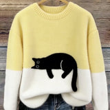 Ines | Cat Motif Wool-Mix Knit Sweater