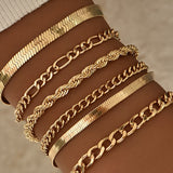 Set of 6 Cuban Chain Bracelets