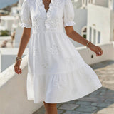 CLOVER | Floral Puff Sleeve A-Line Dress