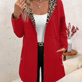 Adriana | Reversible Coat with Hood and Leopard Print