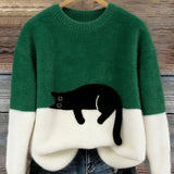 Ines | Cat Motif Wool-Mix Knit Sweater