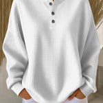 Mirabel | Cosy Waffle-Knit Henley Sweatshirt