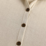 Khaki Hooded Cardigan with Buttons