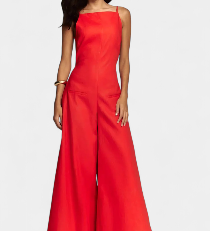 Belén Wide-Leg Halter Jumpsuit with Radiant Fall