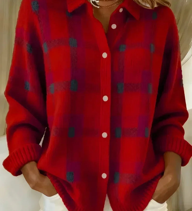 Bernadette | Buttoned Checked Cardigan