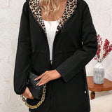 Adriana | Reversible Coat with Hood and Leopard Print