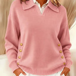 Vynette | Polo-Collar V-Neck Jumper