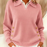 Vynette | Polo-Collar V-Neck Jumper