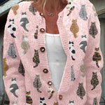 Charlotte | Cosy Cat Print Cardigan