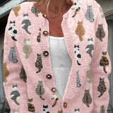 Charlotte | Cosy Cat Print Cardigan