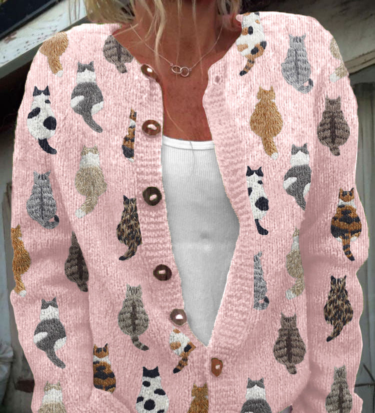 Charlotte | Cosy Cat Print Cardigan