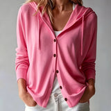Pink Hooded Cardigan with Buttons