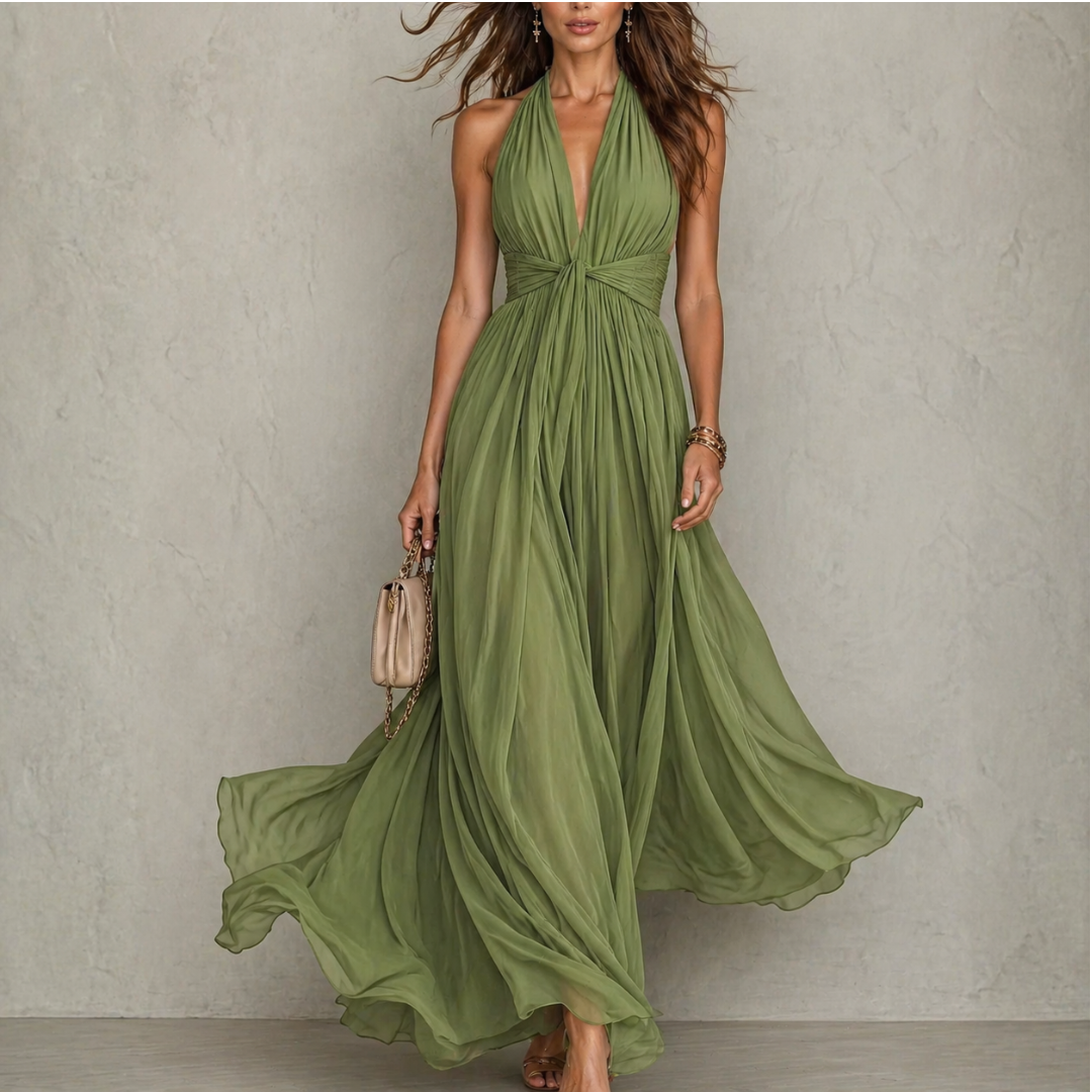 OPHELIA | Deep V-Neck Maxi Dress