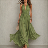 OPHELIA | Deep V-Neck Maxi Dress
