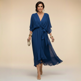 HOLLY | V-Neck Chiffon Midi Dress