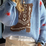 Linda | Women's Boot Pattern Round Neck Winter Sweater