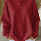 Mirabel | Cosy Waffle-Knit Henley Sweatshirt