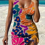 Filipa - Floral Graphic Tankini with Shorts, Flat Tummy Effect