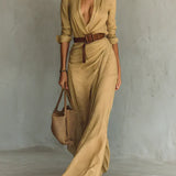 Carmen | Maxi dress with lapel and belt at the waist