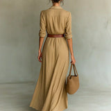 Carmen | Maxi dress with lapel and belt at the waist