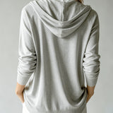 Light Grey Hooded Cardigan with Buttons