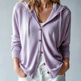 Lilac Hooded Cardigan with Buttons