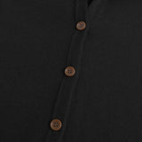 Black Hooded Cardigan with Buttons