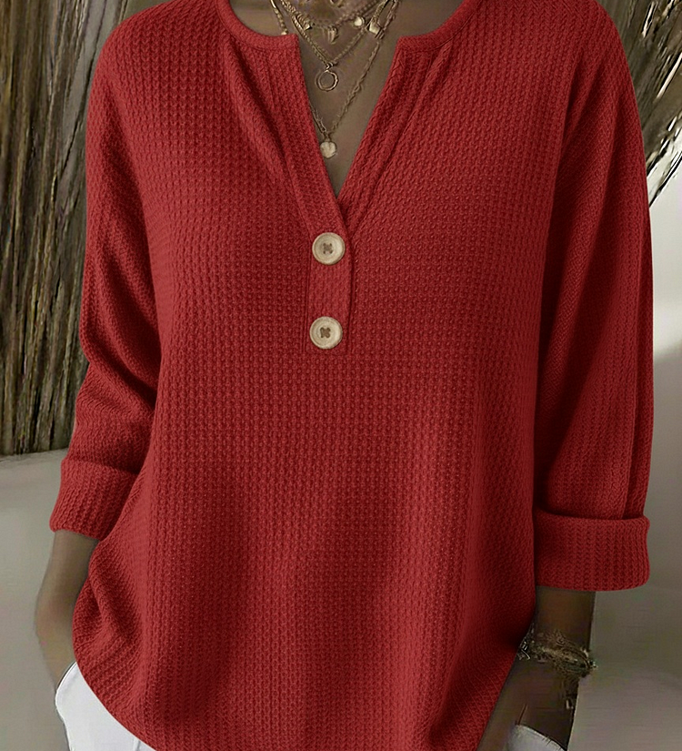 Lucinda | Buttoned Henley Top