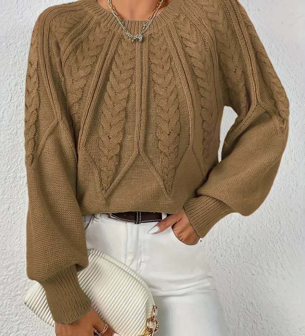 Jillian | Women's Cable Knit Raglan Sleeve Sweater