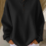 Mirabel | Cosy Waffle-Knit Henley Sweatshirt