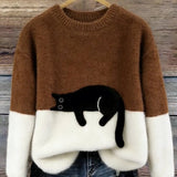 Ines | Cat Motif Wool-Mix Knit Sweater