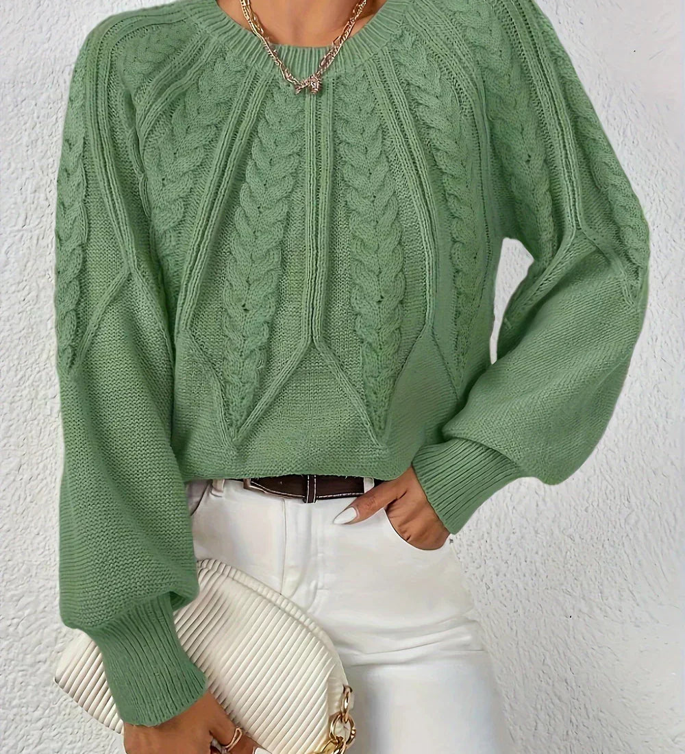 Jillian | Women's Cable Knit Raglan Sleeve Sweater