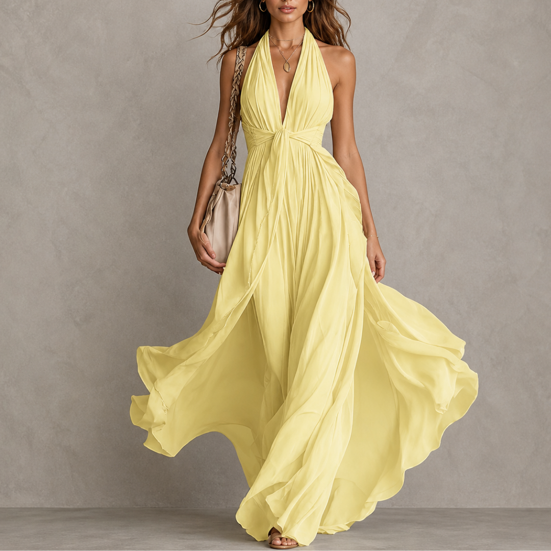 OPHELIA | Deep V-Neck Maxi Dress