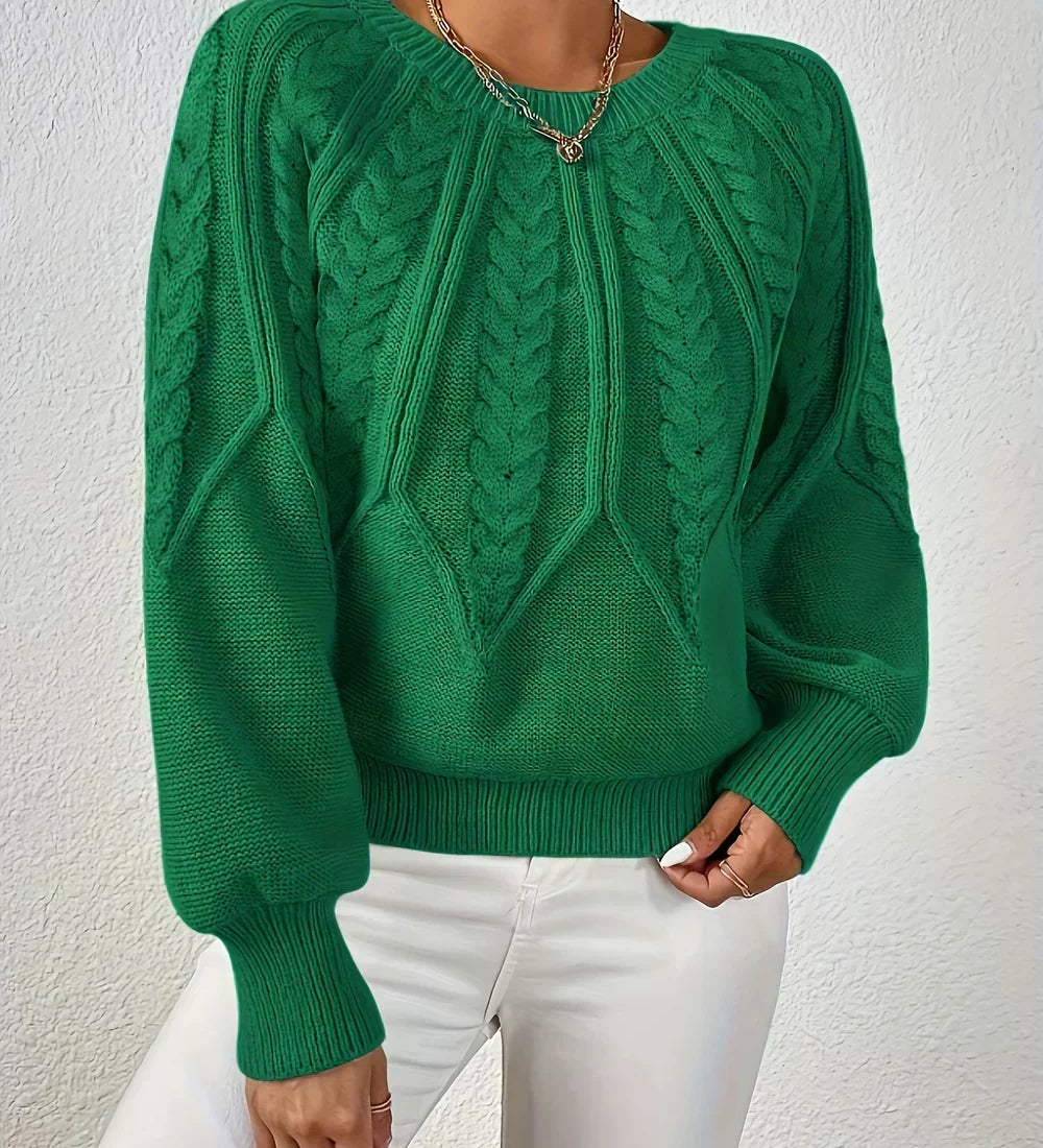 Jillian | Women's Cable Knit Raglan Sleeve Sweater