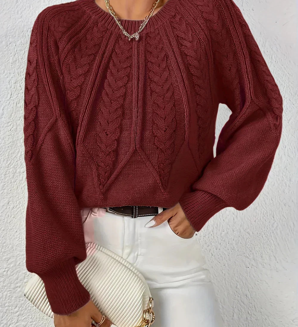 Jillian | Women's Cable Knit Raglan Sleeve Sweater