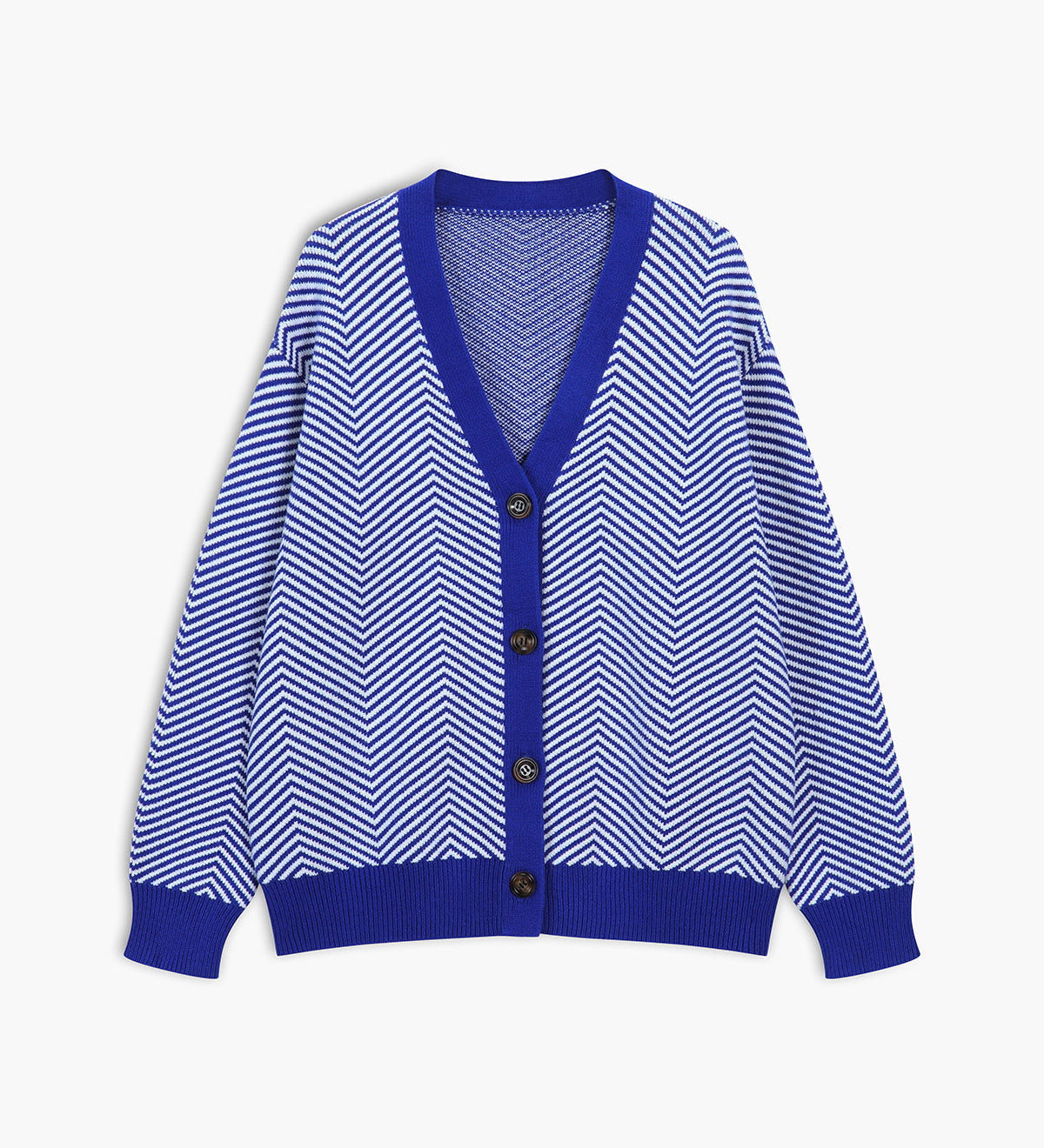 Nadia | Chevron Cardigan with Contrast Buttons