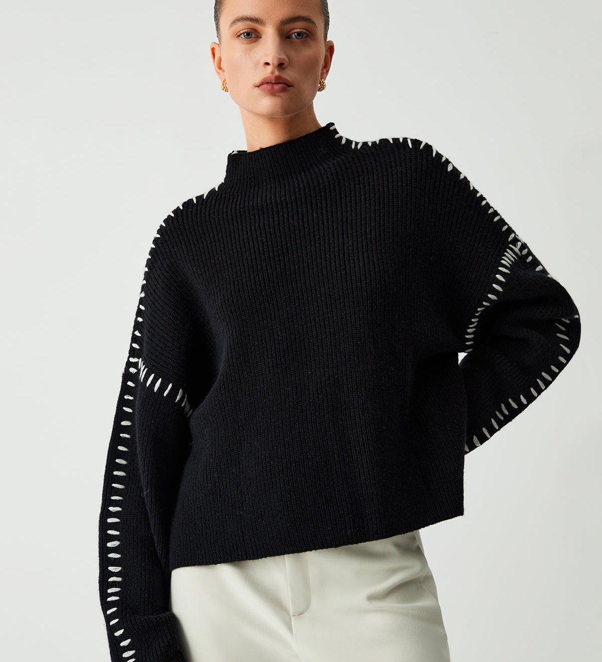 Faye | Oversized Mock Neck Sweater