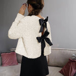 Lavinia | Textured Sequin Jacket with Velvet Bow Detail