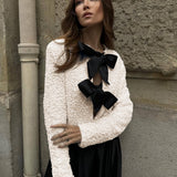Lavinia | Textured Sequin Jacket with Velvet Bow Detail