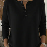 Helena | Buttoned Henley Knit Jumper